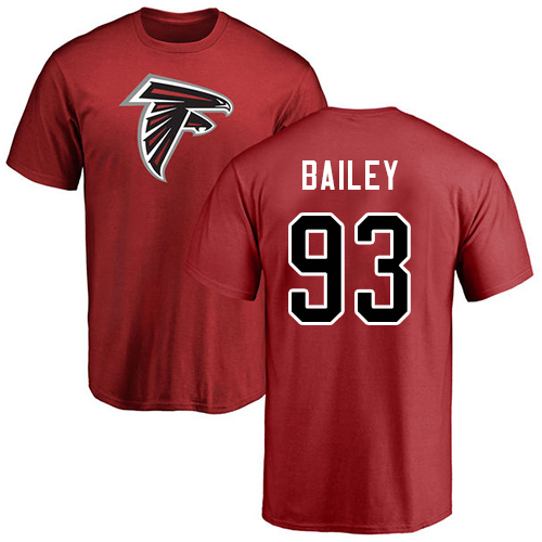 Atlanta Falcons Men Red Allen Bailey Name And Number Logo NFL Football #93 T Shirt->atlanta falcons->NFL Jersey